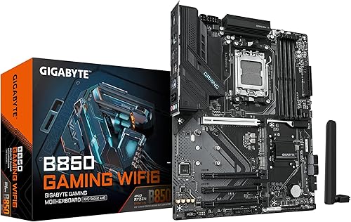 GIGABYTE B850 GAMING WIFI6 Scheda Madre - CPU AMD Ryzen Serie 9000, VRM digitale 6+2+2 fasi, fino a 8200MHz DDR5 (OC), 1xPCIe 5.0 + 2xPCIe 4.0 M.2, LAN GbE, WIFI 6, USB 3.2 Gen 2 - Fashionser