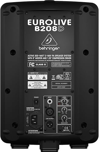 Behringer Eurolive B208D Cassa attiva amplificata diffusore DJ PA (50watt RMS - 200watt PEAK, a 2 vie, woofer da 18 CM, struttura in ABS) - Fashionser