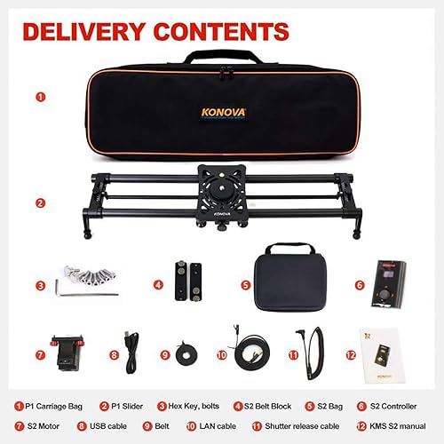 Motorizzato P1 Series Carbonio Binario Slider Dolly with S2 for Parallax Panorama shot Live motion and timelapse supports Camera, Mobile phone, DSLR, Mirrorless with Bag (60cm) - Fashionser