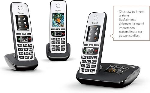 Gigaset A670A Trio, Tre Telefoni Cordless, Display a Colori da 1.8', Nero/Grigio Chiaro - Fashionser