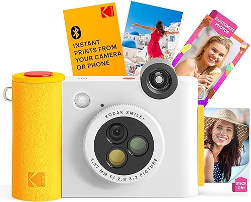 KODAK Smile+ 2-in-1 Fotocamera Digitale & Stampante Foto Bluetooth - Pacchetto Iniziale + Custodia + Carta Zink 20pz - 10MP - Blu - Fashionser