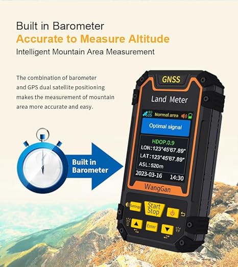 GNSS Land Meter con schermo LCD a colori da 2,8', chip ricevitore GNSS, ricaricabile, ad alta precisione, navigazione in tempo reale per area, pendenza, misurazione della distanza - Fashionser
