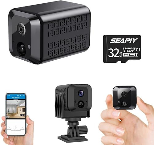 Mini fotocamera, telecamera di sorveglianza WiFi 4K HD con batteria integrata, piccola fotocamera con sensore di movimento, visione notturna, trasmissione in tempo reale e archiviazione cloud - Fashionser