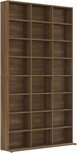 Gecheer Mobile Porta CD Rovere Marrone 102x23x177,5cm Legno Multistrato,Mobiletto,Mobile Porta CD,Libreria,Scaffale Porta CD,Dvd,Archiviazione,Libreria Cubi,Porta CD a Colonna,Libreria Divisorio - Fashionser
