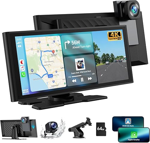 Volam 9.26 pollici Schermo Carplay Auto, Autoradio Portatile con Carplay Android Auto Wireless, Schermo tattile, IOS Mirror Link, Navigazione, Assistente Vocale Siri, G00gle, FM, AUX, Bluetooth 5.0 - Fashionser