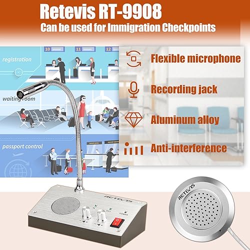 Retevis RT9908 Sistema Di Citofono Finestra Bidirezionale, Altoparlante Finestra, Sistema Di Citofono Ufficio, Altoparlanti, Adatto Per Ospedale, Banca, Negozio, Ufficio, Biglietteria - Fashionser