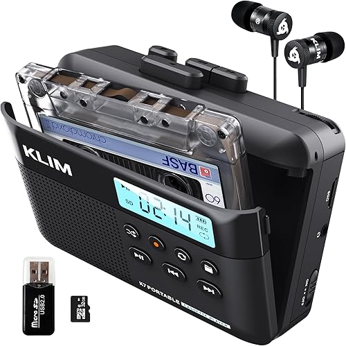 K7 Cassette Player - Convertitore Cassette MP3 - Lettore Cassette Audio Portatile - Microfono e Altoparlante Incorporati - Batteria Ricaricabile - Auricolari - Scheda SD da 32 GB - Fashionser