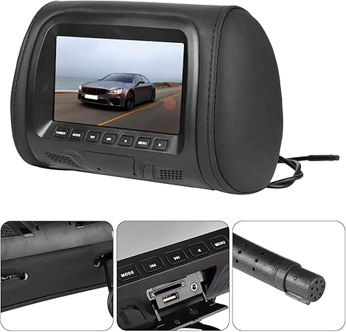 Universale Poggiatesta Monitor Kit, 7 Pollici Auto per Poggiatesta Monitor, Poggiatesta Video Media Player Mp5 Monitor per Auto Con Lettore Multimediale Video per Auto (Nero),Poggiatesta e braccioli - Fashionser