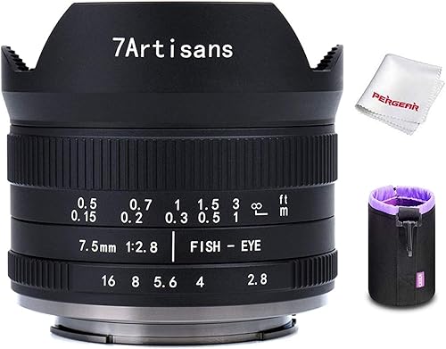 7artisans 7.5mm F2.8 II V2.0 APS-C Obiettivo Fisheye Compatibile con Sony Fotocamere E Mount NEX-5N NEX-7 NEX-3N NEX-5T a3000 a5000 a6000 a3500 a5100 a6300 a6500 - Fashionser
