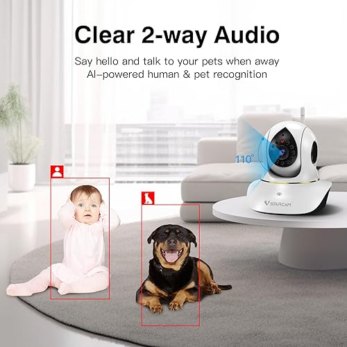 VSTARCAM 720P telecamera per gatti, telecamera interattiva per cani e gatti con app per cellulare, visione notturna a infrarossi, rilevamento del movimento, audio bidirezionale, telecamera per cani da - Fashionser