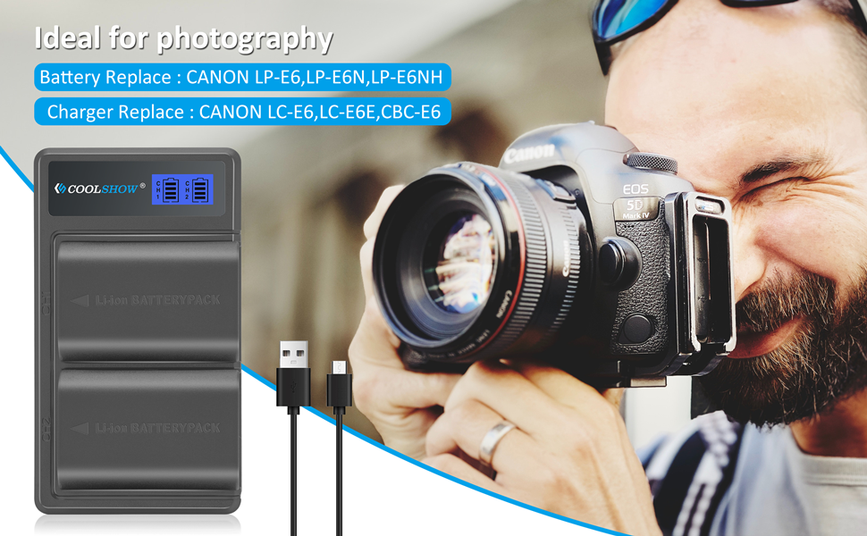 Bundle di batterie LP-E6 e caricatore