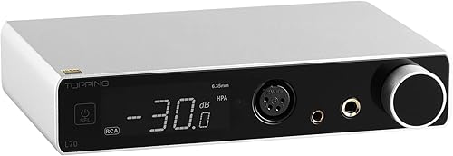 Topping L70 Amplificatore per cuffie NFCA completamente simmetrico - XLR/4,4 mm bilanciato/6,35 mm SE cuffie amplificatore 7500 mW x 2 uscite R2R controllo volume preamplificatore argento - Fashionser