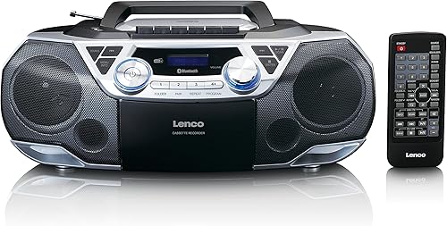 Lenco SCD-720 – Boombox DAB+ – Bluetooth 5.0 – lettore CD/MP3 – ponte cassette – radio FM – porta USB – 2 x 6 Watt RMS – Bass Reflex – telecomando – argento - Fashionser