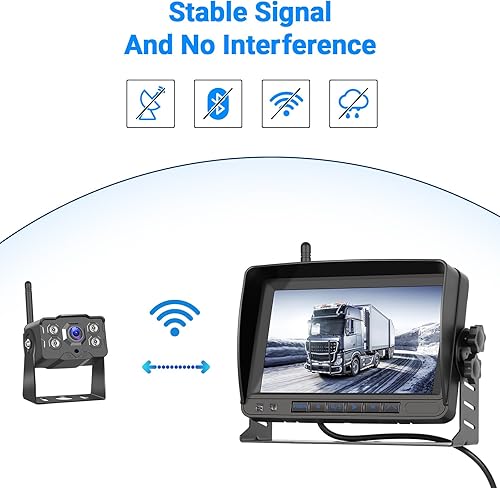 Hikity Wireless HD 1080P Retromarcia Auto Kit con 7 Pollici IPS Touchscreen IP68 Waterproof Telecamera Posteriore per Furgoni, Auto, Camion, Pick-Up, SUV 12-36V - Fashionser