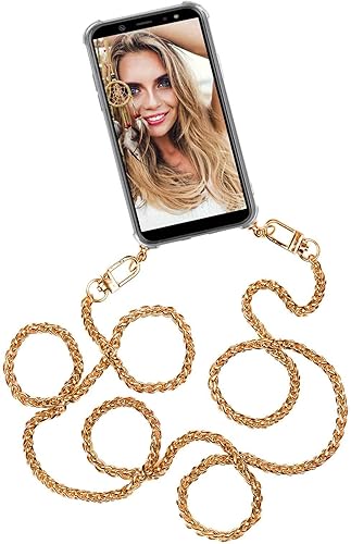 OneFlow Premium Catena per Cellulare Compatibile con iPhone 7 Plus/iPhone 8 Plus | Custodia con Cordino da Indossare Case in Silicone + Catena Metallica Intercambiabile, Argento - Stretto - Fashionser