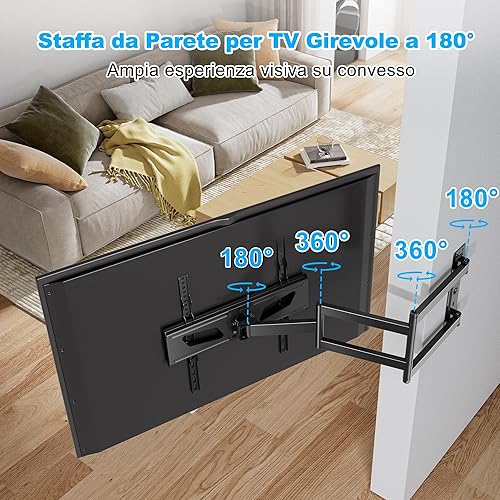 Supporto TV Parete con Braccio Extra Lungo 845mm per Schermi LCD/LED/OLED da 26-65 Pollici, Staffa TV Girevole Inclinabile ed Estendibile, Braccio TVs ad Angolo fino a 35kg, Max VESA 400x400mm - Fashionser