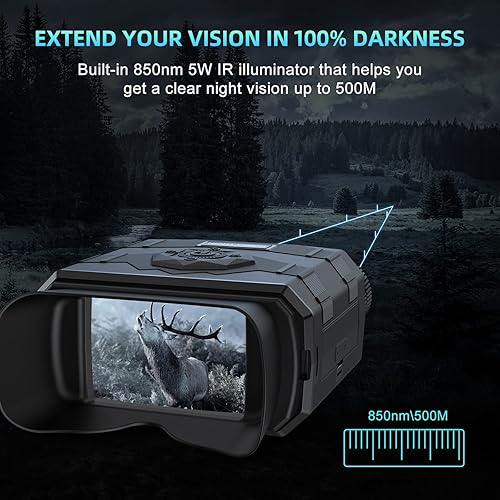 Binocolo Visione Notturna, Profey 1080P Visore Notturno Digitale Infrarossi con Portata di 500m, Ricaricabile Visore Notturno Caccia 9 Gradi infrarossi con 32 GB - Fashionser