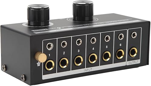 Hapivida Switch Audio a 6 Porte Scatola Commutatore Splitter Audio 6 Ingressi 1 Uscita con Controllo del Volume per Telefono, Altoparlante Portatile, Cuffie, Computer PC - Fashionser