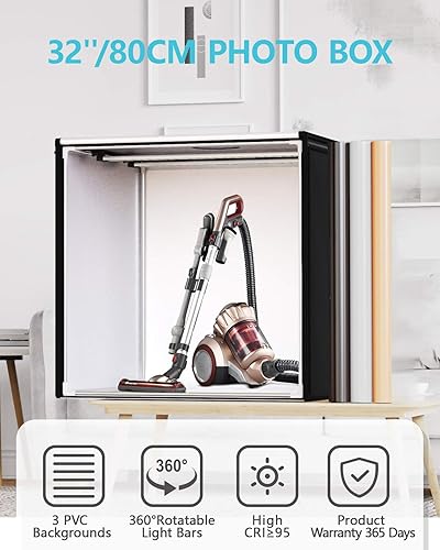 SAMTIAN Tenda Studio Light Box Kit Luce Regolabile 32'x32'x32'/ 80 * 80 * 80cm Studio Box Fotografico con 2pcs LED Striscia Professionale + 3 carte di sfondo (Bianco/Nero/Arancione) - Fashionser