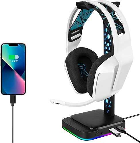 GEEKRIA Supporto per cuffie Over-Ear in ABS RGB, supporto per cuffie da gioco, supporto da scrivania con solida base pesante, compatibile con AKG K612, Hyper X Cloud II, (nero) - Fashionser
