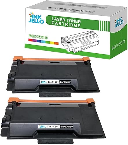 InkJello, 2 cartucce di toner compatibile per Brother DCP-L5500DN, L6600DW, HL-L5000D, L5100DN, L5100DNT, L5200DW, L5200DWT, L6250DN, L6300DW, L6300DWT, MFC-L5700DN, L5750DW e TN3480, nero - Fashionser