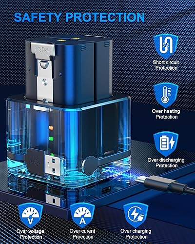 2 batterie e stazione di ricarica digitale per Ring, batteria da 3,65 V 6040 mAh compatibile con videocitofono 2/3/3+/4, Stick Up Cam (2/3Gen), batteria Spotlight Cam, batteria Spotlight Plus/Pro Cam - Fashionser