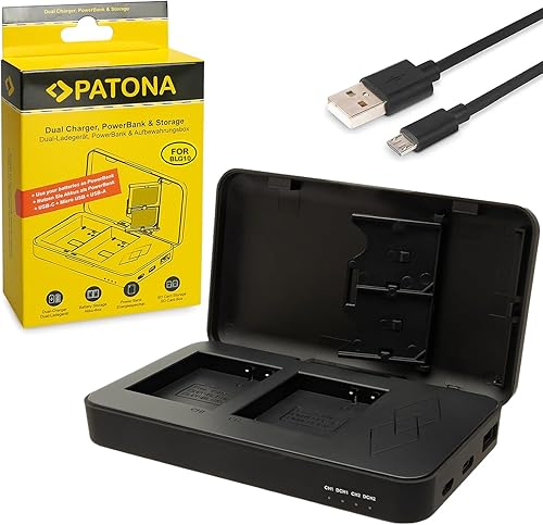 PATONA Caricabatterie Doppio con Powerbank Funzione e Scheda di Memoria adatto per Panasonic DMW-BLE9 DMW-BLE9E DMW-BLG10 DMW-BLG10E DMC-GF6 Batterie - Fashionser