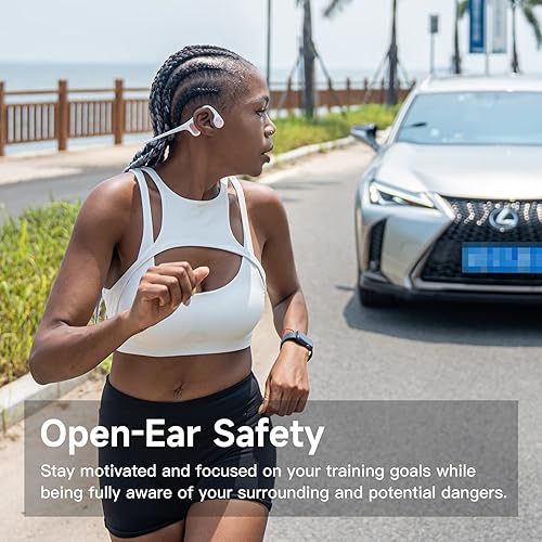 Run Air (Mojo 2) Cuffie a Conduzione Ossea, Auricolari Bluetooth Open Ear, Headset Sportivo con Bassi Profondi, Adattamento Sicuro, IP67, 26g, 8 Ore per Corsa, Ciclismo, Allenamenti, Nere - Fashionser