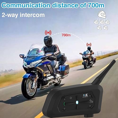 OBEST Interfono Moto,Auricolare Casco Moto,Bluetooth 5.1,Supporto per la Connessione Fino a 7 Motociclisti Entro 700m, Collegamento con EUC/saferiding app,Adatto per Ciclismo, Sci - Fashionser