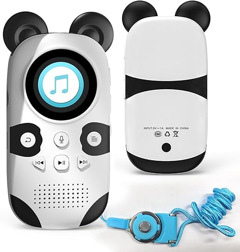 Lettore MP3 da 64 GB per bambini, Bluetooth 5.3, musica per dormire integrata 18, altoparlante, registrazione one-touch, panda portatile per audio HiFi senza perdite, radio FM, registrazione vocale, - Fashionser