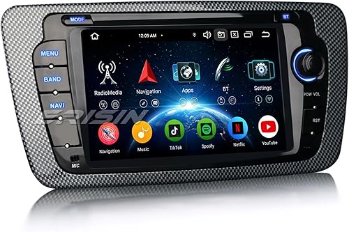 Erisin 8-Core Android 14 4GB RAM+64GB ROM Autoradio GPS Navigatore per SEAT IBIZA 2009-2013 7 pollici Schermo tattile Supporti Bluetooth 5.0 Senza fili CarPlay Android Auto WiFi DSP RDS CANbus - Fashionser