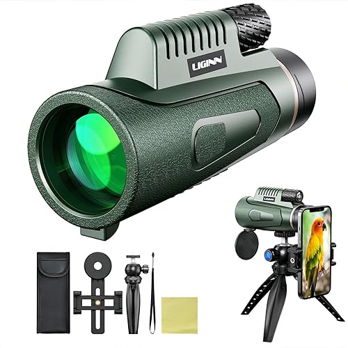 Auricase Telescopio Monoculare 12x50 ad alta potenza, monocolo con visione più ampia per adulti e bambini con prisma BAK4 e lente FMC, adatto per il birdwatching, escursionismo, campeggio (Nero) - Fashionser