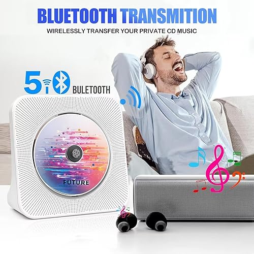 Lettore CD Portatile HIFI, lettore CD Bluetooth musicale domestico/lettore USB/radio FM/timer, display LCD, copertura antipolvere, lettore musicale a riproduzione verticale - Fashionser