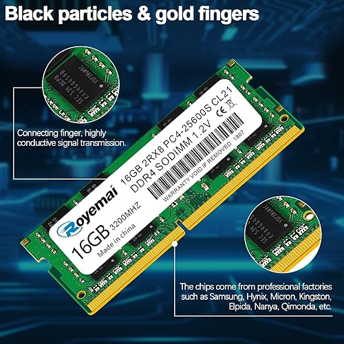 DUOMEIQI - Memoria RAM da 16 GB, DDR4, PC4-25600S, 3200 MHz, 260 PIN SODIMM 1,2 V, CL21, 2Rx8, Laptop RAM - Fashionser