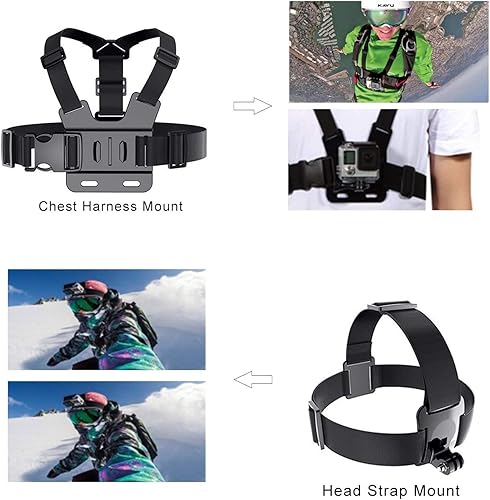 Kuptone Kit di accessori per GoPro Hero 10 Hero 9 Hero 8 Hero 7 Hero 6 Hero 5Hero Fusion Max/Sessione Fit Xiaomi AKASO Crosstour Apeman Action Camera - Fashionser
