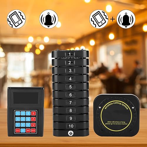 Cercapersone Ristorante, 1*Trasmettore + 20*Recettori Wireless Pager System, Rimanere a Distanza Sociale Cercapersone senza Contatto Per Ristorante/Ospedale/Bar - Fashionser