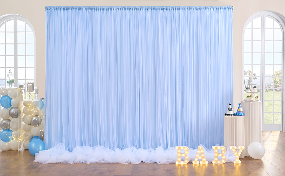 Tende backdrop in tulle blu
