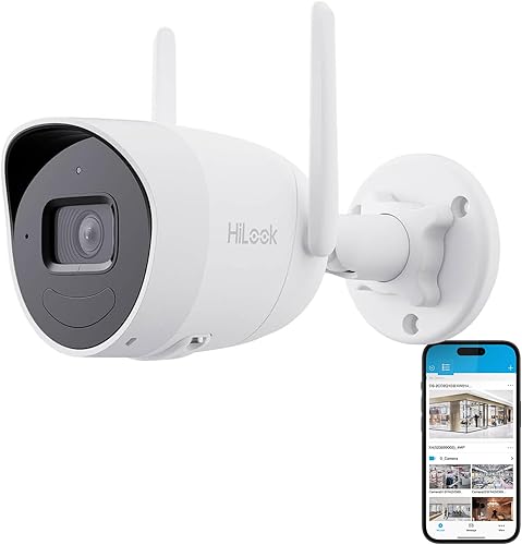 HiLook HIKVISION - Telecamera di sorveglianza esterna, risoluzione 4 K/8 MP, senza Wi-Fi, LAN/PoE, telecamera esterna con sensore di movimento, telecamera esterna, visione notturna, slot per schede SD - Fashionser