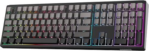 EPOMAKER TH108 Tastiera Meccanica Full Size, Tastiera da Gioco Wireless con Batteria da 8000mAh, Creamy Gasket, 108 Keys, Hot Swap, Custom Driver, RGB Backlight (Nero, Sea Salt Silent) - Fashionser