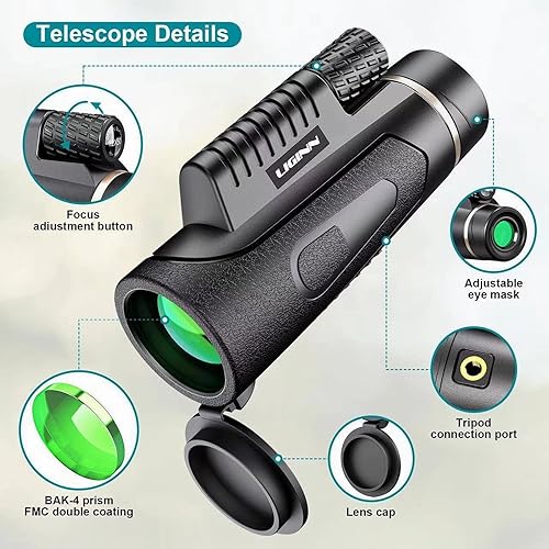 Ant Warrior Monocolo, Telescopio Monoculare, 12X50 Cannocchiale Monoculare, Monocolo Professionale Potente, BAK4 lenti HD Telescopio Monocolo, per birdwatching, caccia, concerti - Fashionser