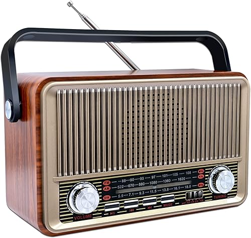 FM Radio Portatile Bluetooth 5.0: SENTASI Radio Vintage Retro con Batteria Ricaricabile da 1200 mAh,Radio Supporto AM/SW/USB/TF, Radio da Cucina Retrò per Home Office - Fashionser