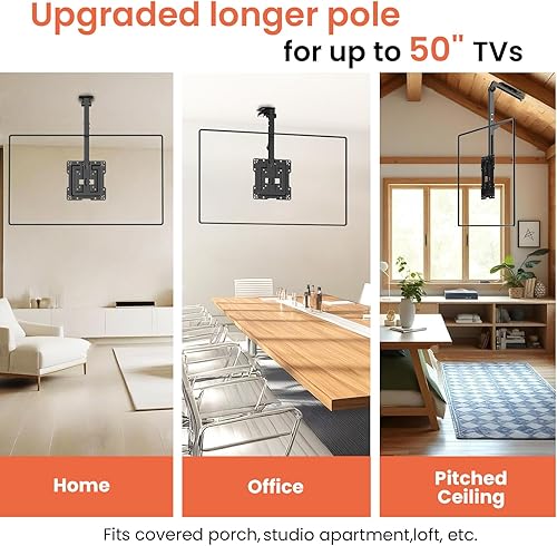 PUTORSEN Supporto da soffitto per TV da 19-50 pollici, pieghevole, altezza regolabile, per tetti piani o inclinati, portata massima 20 kg, VESA 200 x 200 mm - Fashionser