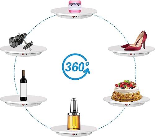 Piattaforma Professionale Girevole 360 Gradi, 60cm/42cm Piatto Girevole Elettrico, Piattaforma Girevole Automatica, Piattaforma Rotante, Fotografia Video Oggetti di Scena,White-60CM - Fashionser