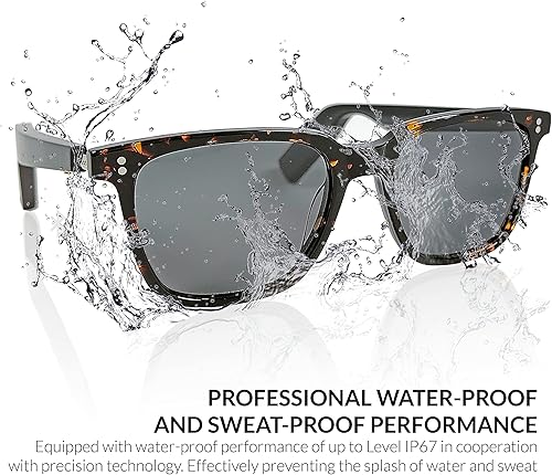 Occhiali bluetooth con speaker stereo e il microfono integrati | Occhiali da sole AUDIO Wireless, IP7 Impermeabili, Pairing automatico | Design UNISEX | Compatibilità universale | mod. XR (TURTLE mat) - Fashionser