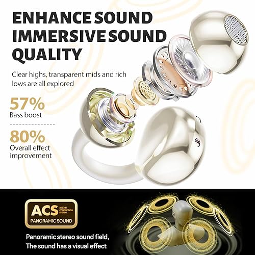 CATGIFF Cuffie Auricolari Aperte, Auricolari Bluetooth con Clip per Orecchie Aperte Comfort, Ultraleggero 4.3g, Vestibilità Stabile, Auricolari Open Ear Bluetooth 5.49 per Fitness,Corsa Morado - Fashionser