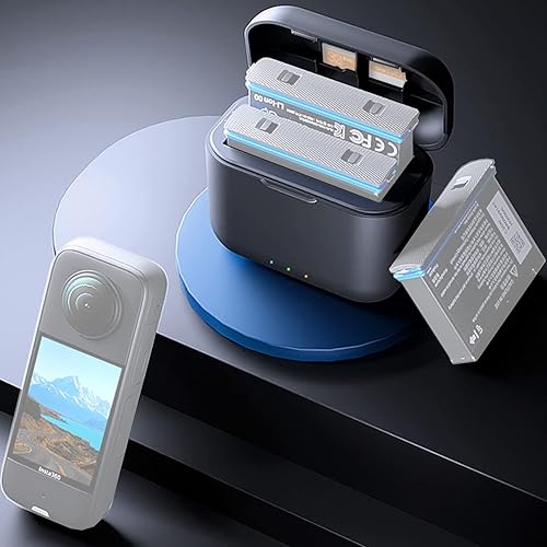 Honbobo Caricabatteria compatibile con Insta360 X3 Caricabatterie Batteria Custodia a ricarica rapida Accessori compatibile con Insta360 ONE X3 - Fashionser