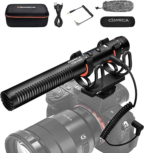 COMICA VM20 Microfono a Fucile con Display OLED Power, Microfono Video Direzionale Super Cardioide per DSLR Canon Nikon Sony e Smartphone (Interfaccia da 3,5 mm) - Fashionser