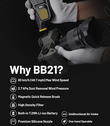 Nitecore Blowerbaby BB21 Aeratore elettronico per pulizia versione 2023, rimozione polvere 2,7kPa Pressione del vento, con spazzola a sgancio rapido, per pulizia obiettivo fotocamera e altro - Fashionser