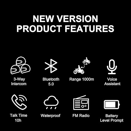 BETOWEY Interfono Moto Bluetooth Coppia BT-S2 Auricolari Bluetooth Casco Moto - Doppia, Microfono Duro - Fashionser