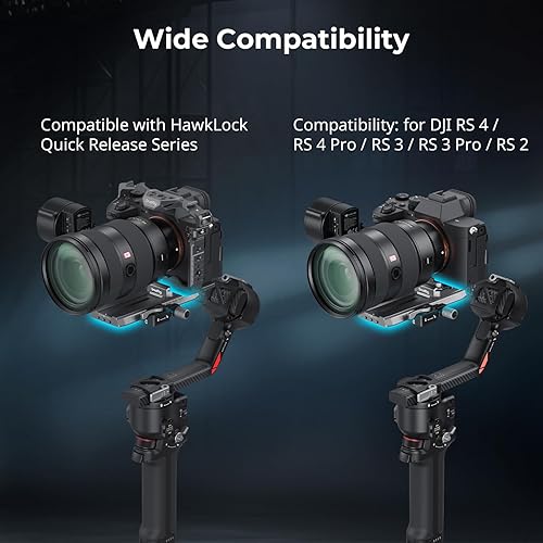 SMALLRIG Adattatore per Piastra a Sgancio Rapido per Manfrotto per DJI RS 2 / RSC 2 / RS3 / RS 3 Pro/RS 4 / RS 4 Pro, con Piastra a Sgancio Rapido per Arca-Swiss, HawkLock H38 – 4638 - Fashionser